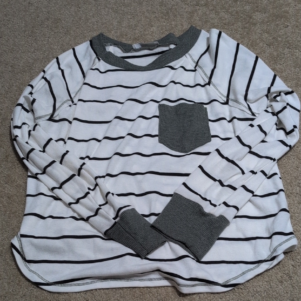 Ces Femme Black and White Striped Long Sleeve Tee